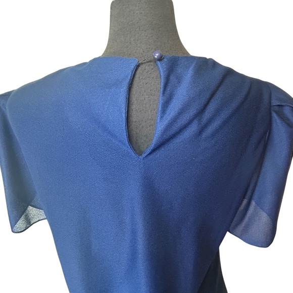 Conti-Lee New York Matching Two Piece Top And Skirt Navy Blue Vintage Sheer XL - Picture 8 of 16